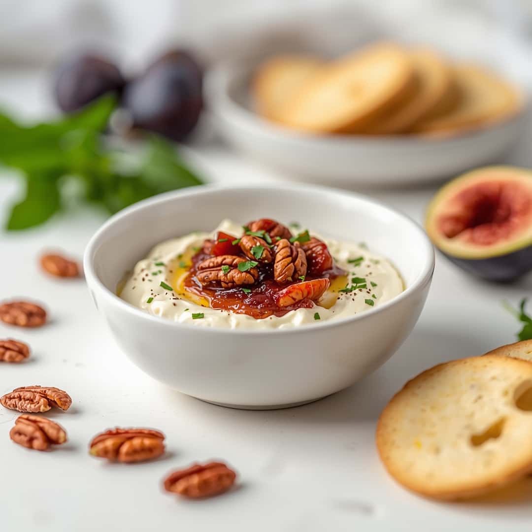 Baked Feta Dip Fig Jam Pecans