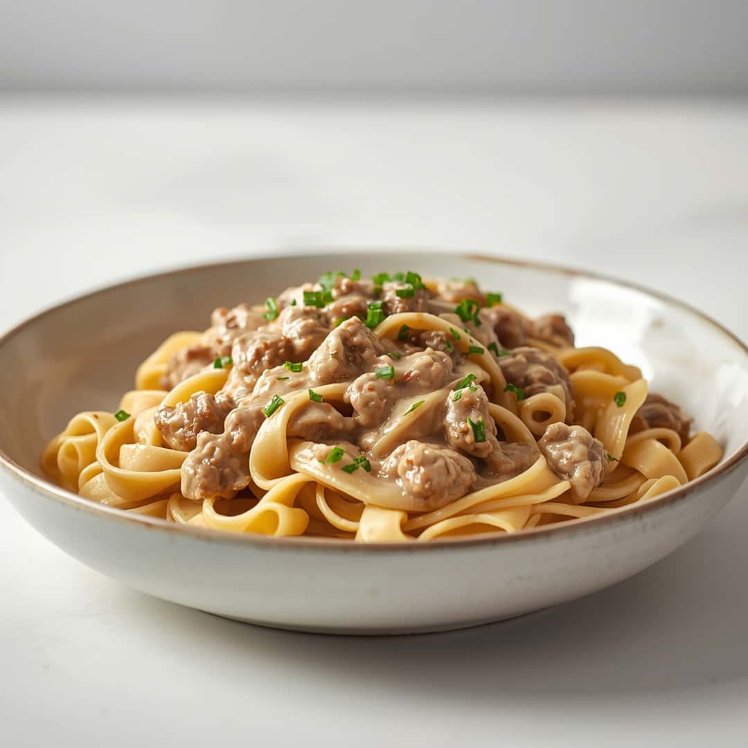 Creamy Ground Beef Stroganoff