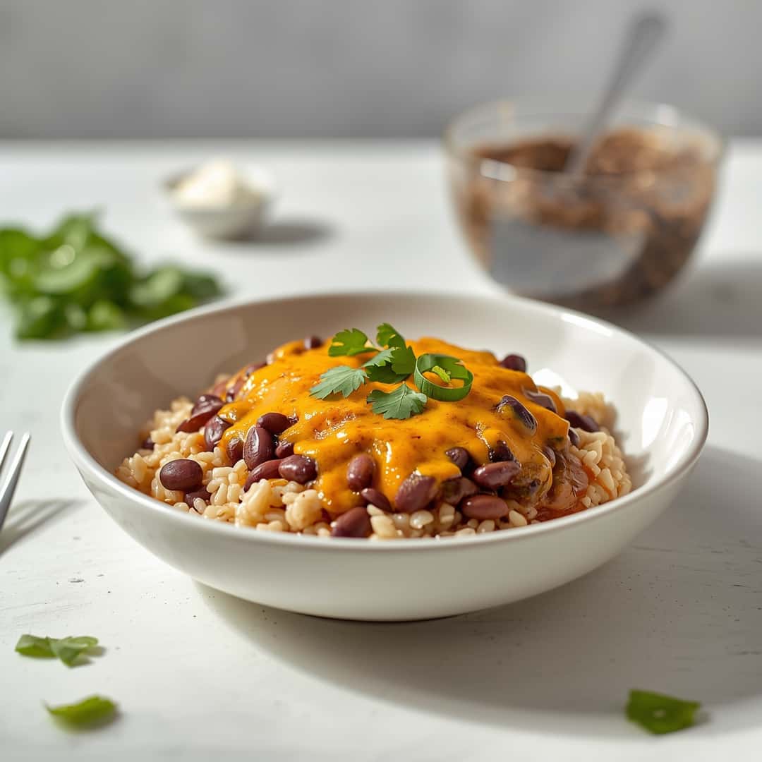cheesy black beans and rice