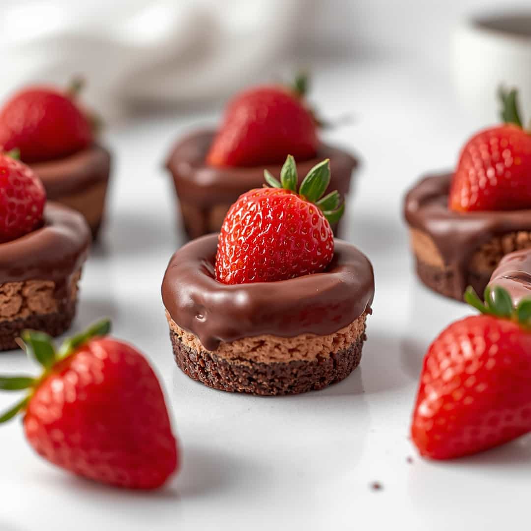 Chocolate Dipped Strawberry Mini Cheesecakes