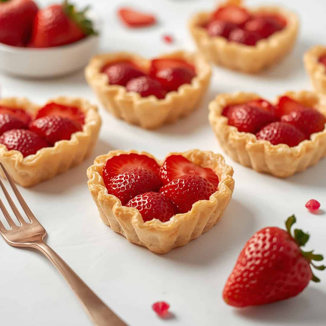 Easy Puff Pastry Strawberry Hearts