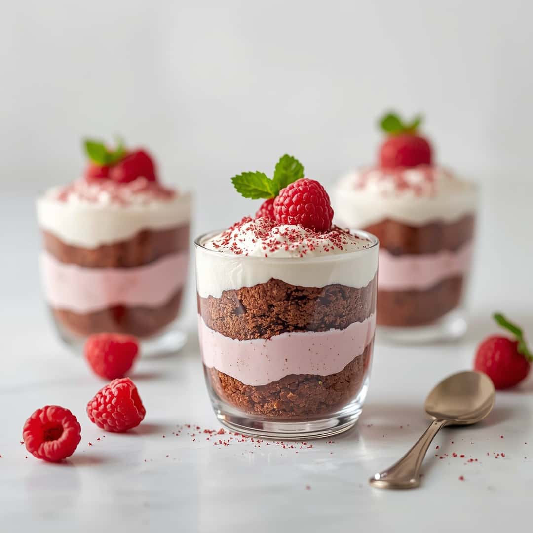 Raspberry Brownie Parfaits