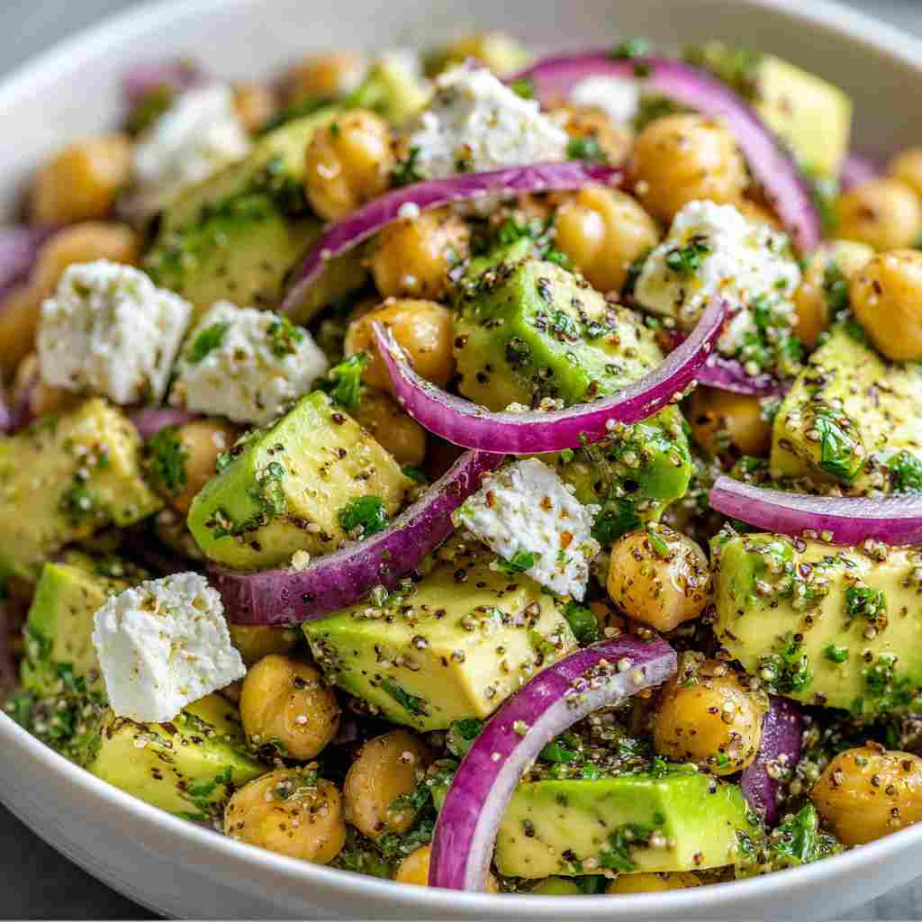 Chickpea Feta Avocado Salad