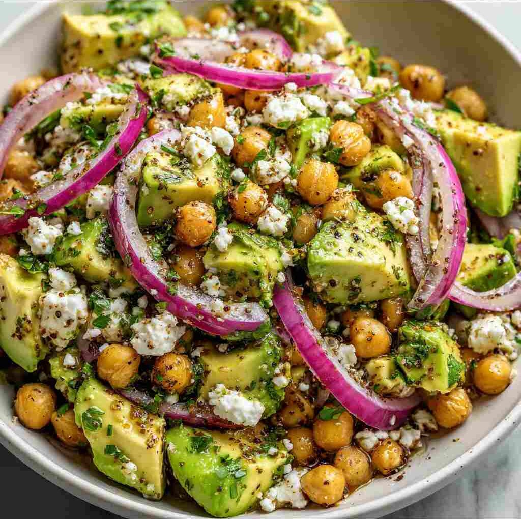 Chickpea Feta Avocado Salad