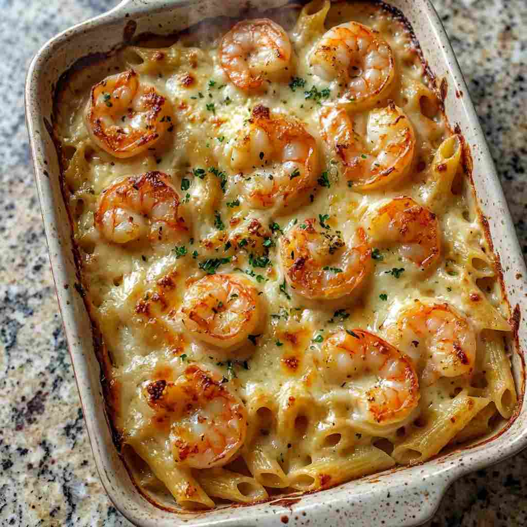 Shrimp Scampi Pasta Bake