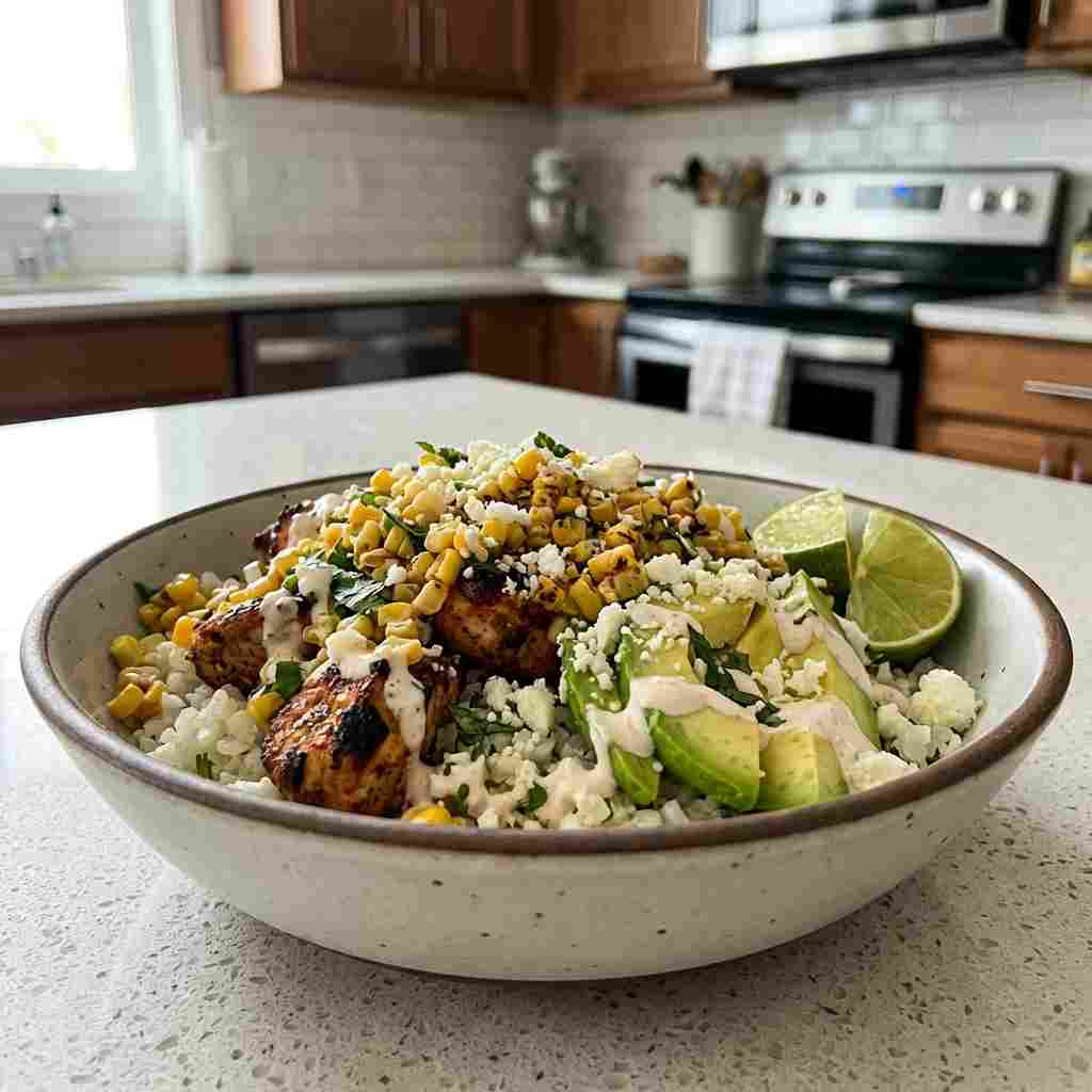 Street Corn Chicken Rice Bowl