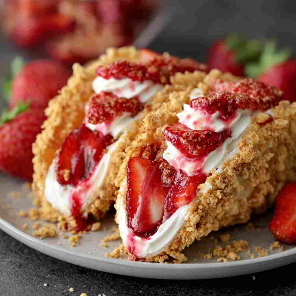 Strawberry Crunch Cheesecake Tacos