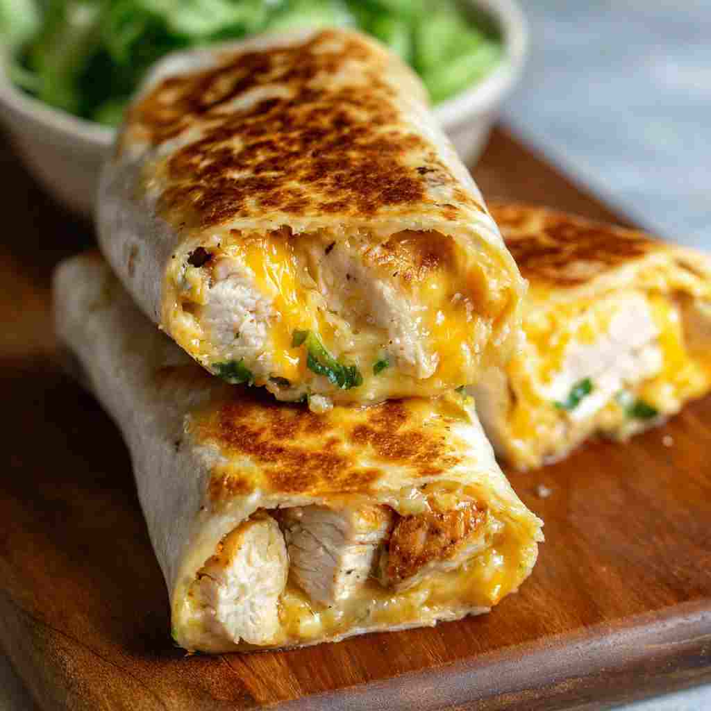 Cheesy Garlic Chicken Wraps