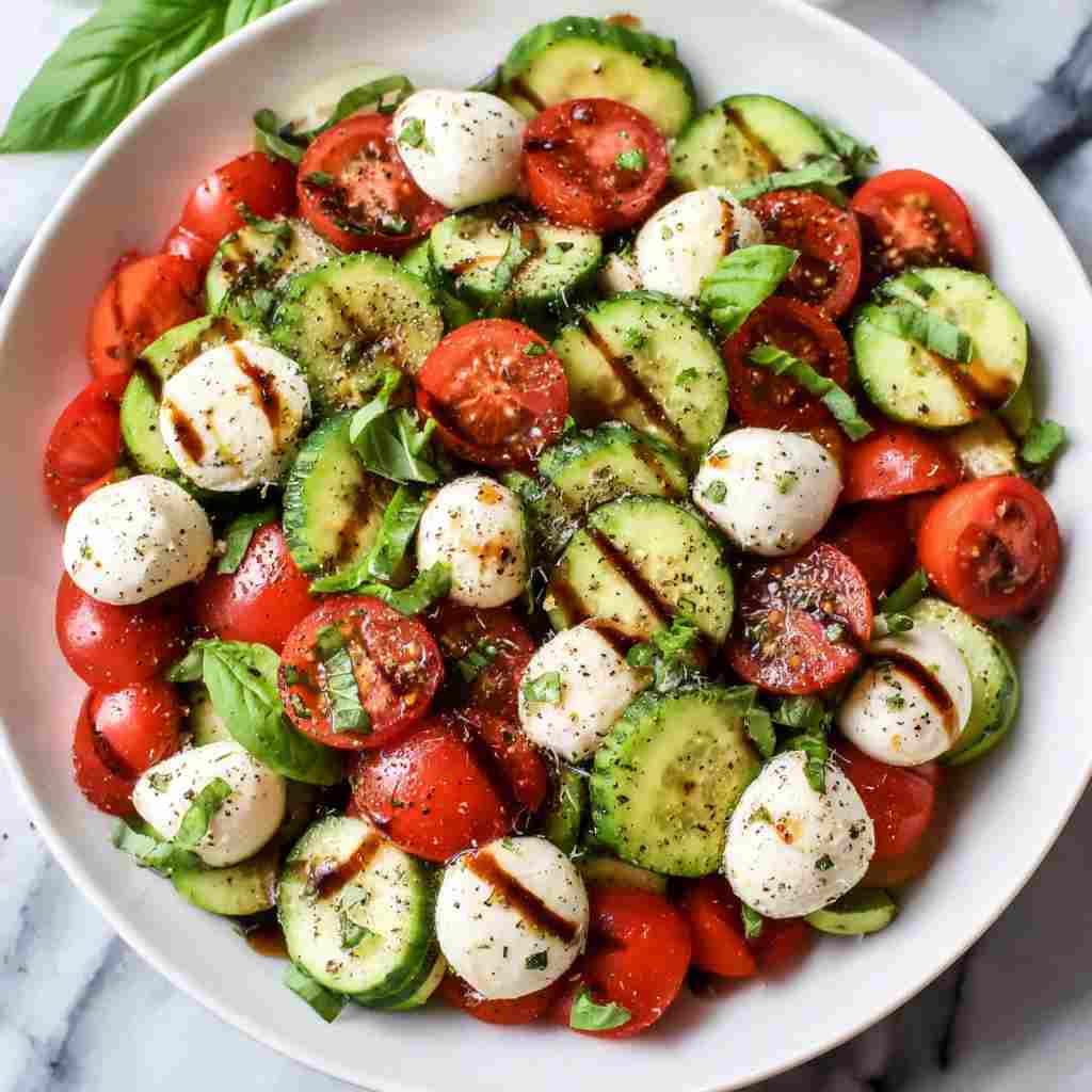 Easy Cucumber Caprese Salad