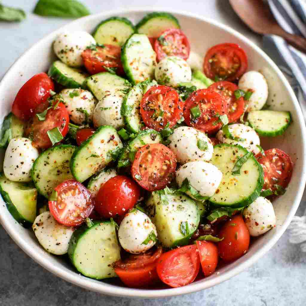 Easy Cucumber Caprese Salad