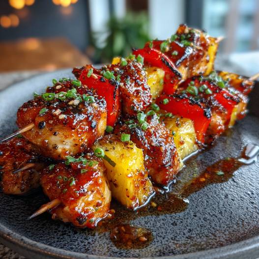 BBQ Pineapple Chicken Kabobs process