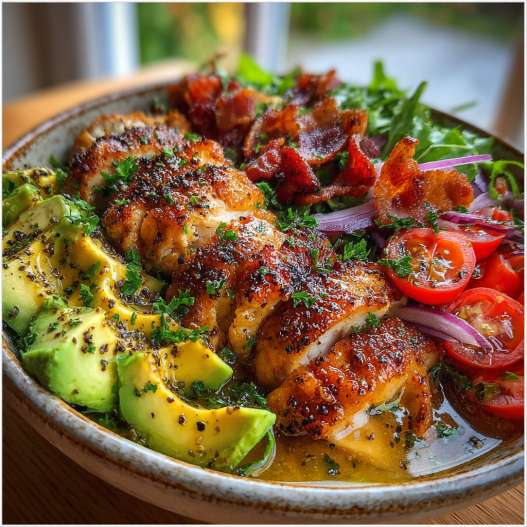 Bacon Avocado Chicken Salad with Lemon Vinaigrette process