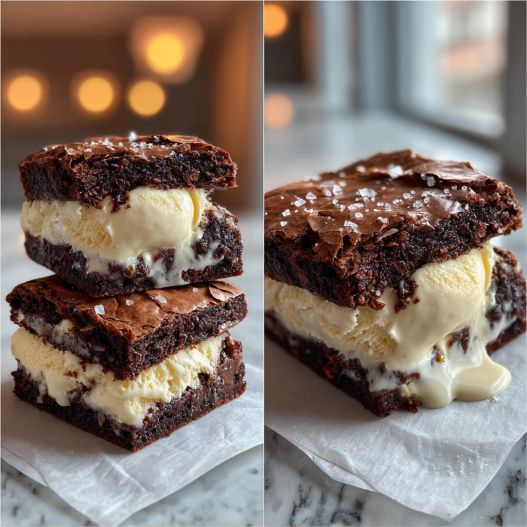 Brownie Ice Cream Sandwiches process