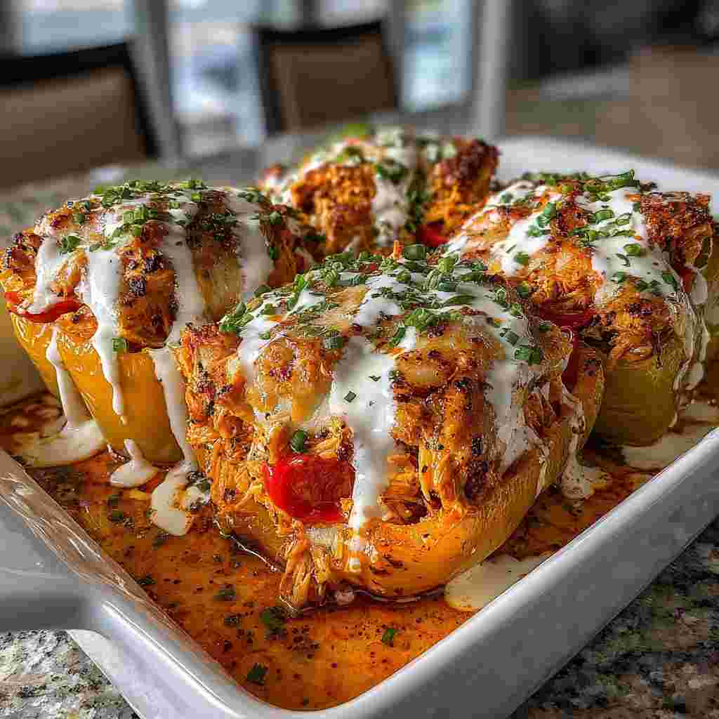 Buffalo Chicken Stuffed Peppers