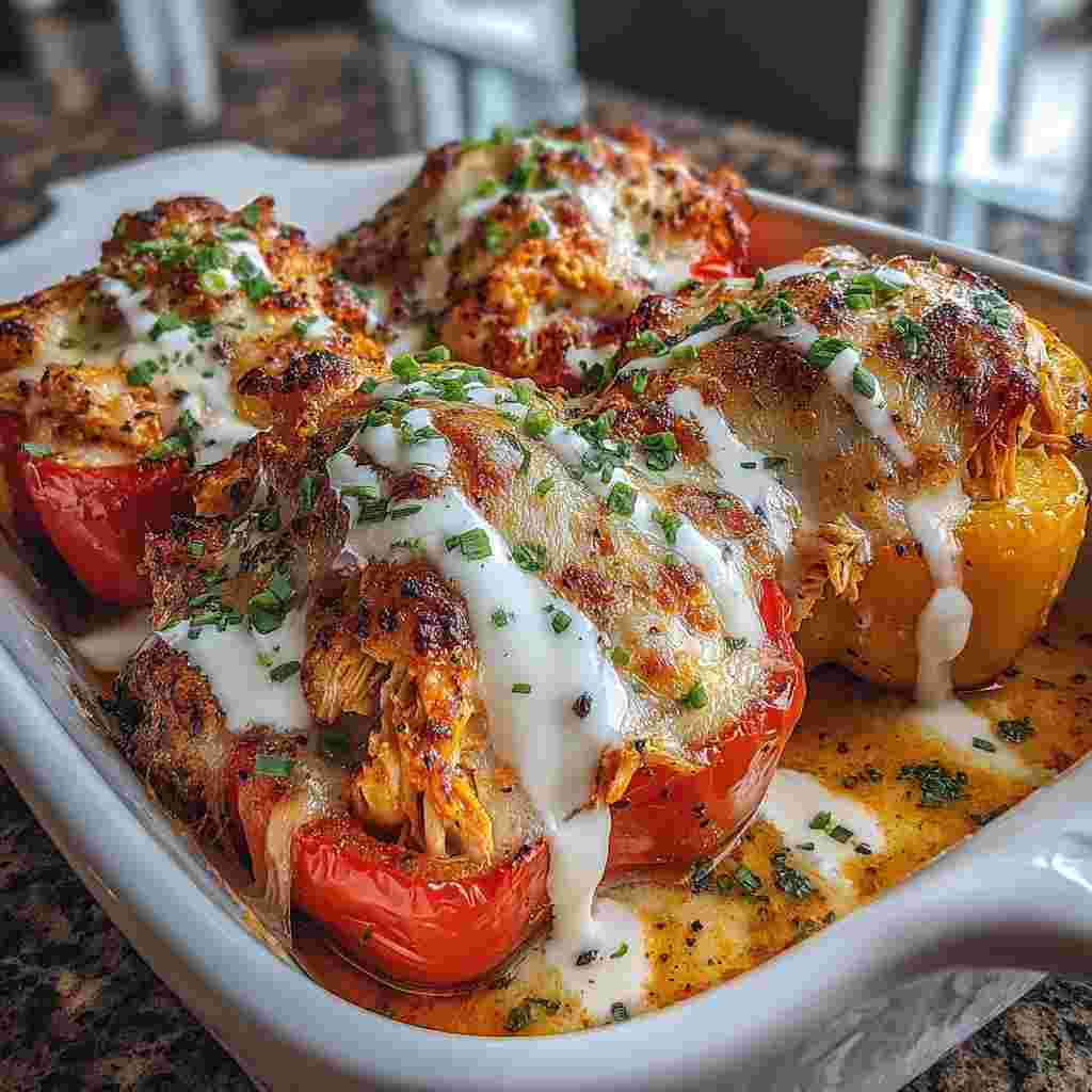Buffalo Chicken Stuffed Peppers process