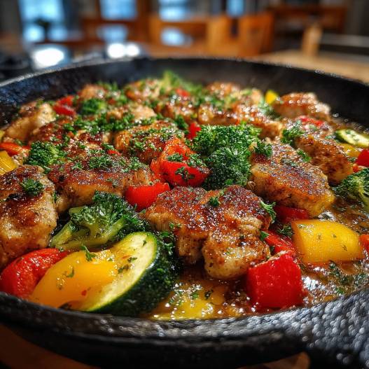 Chicken and Vegetables Skillet process