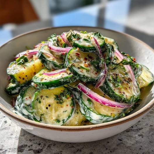 Creamy Cucumber Salad process