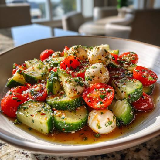 Easy Cucumber Caprese Salad
