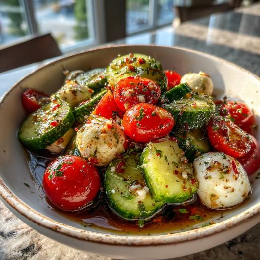 Easy Cucumber Caprese Salad process