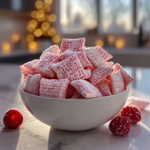 Fluffy Strawberry Shortcake Puppy Chow process