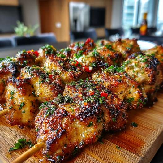 Garlic Parmesan Chicken Skewers process