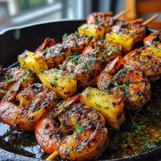 Grilled Jerk Shrimp and Pineapple Skewers