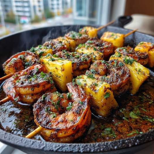 Grilled Jerk Shrimp and Pineapple Skewers process