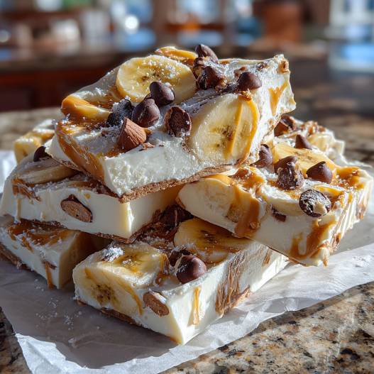Kid-Requested Frozen Yogurt Bark with Peanut Butter & Bananas | Baby Foode