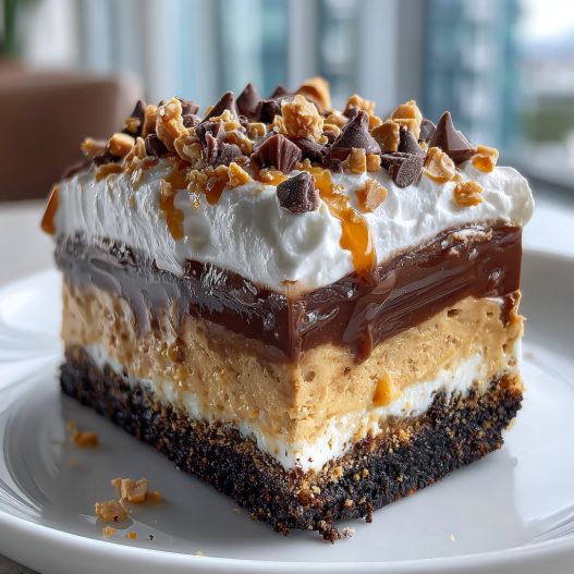 No Bake Peanut Butter Chocolate Lasagna