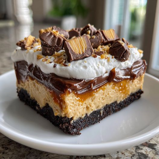 No Bake Peanut Butter Chocolate Lasagna process