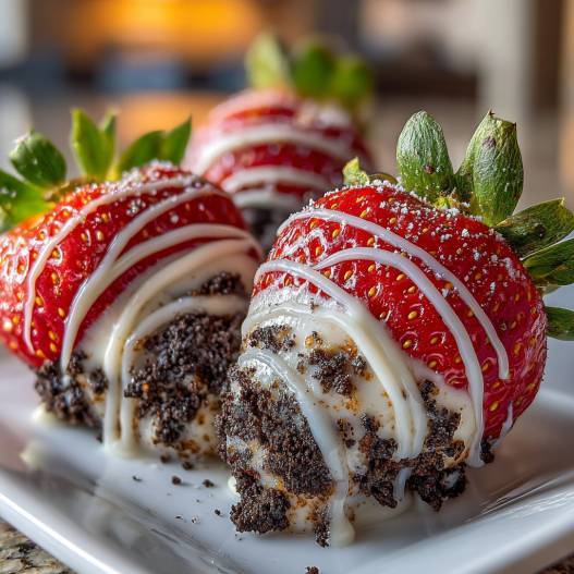 Oreo Truffle-Stuffed Strawberries process