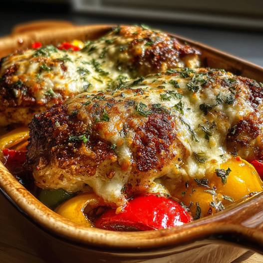 SUMMER CHICKEN BAKE with Bell Peppers, Cajun seasoning, Cream Cheese, and Cheddar