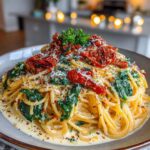 Spaghetti & Spinach with Sun-Dried Tomato Cream Sauce