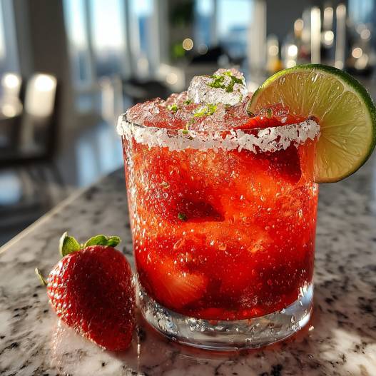 Strawberry Lime Mocktail Margarita