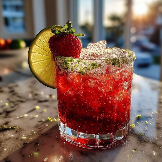 Strawberry Lime Mocktail Margarita process