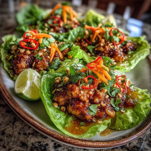 Thai Chicken Lettuce Wraps process