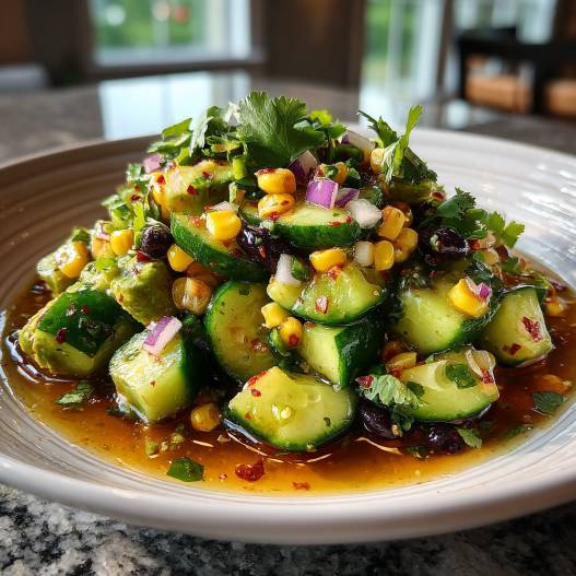 This Cucumber, Corn, Black Bean, and Avocado Salad Is Delicious and Filling