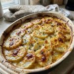 Cheesy Scalloped Potatoes Au Gratin with Garlic Cream Sauce