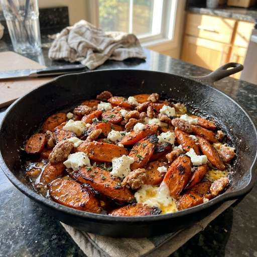 Creamy Roasted Carrots with Candied Pecans and Goat Cheese