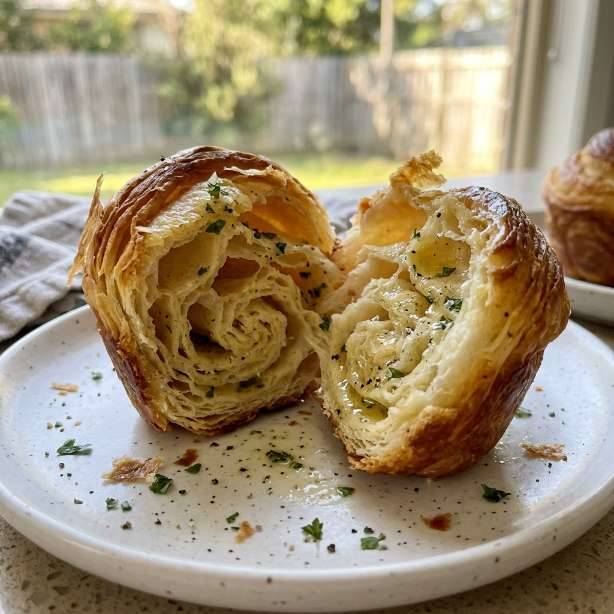 Crispy Garlic Butter Cruffins (croissant Muffin Rolls)
