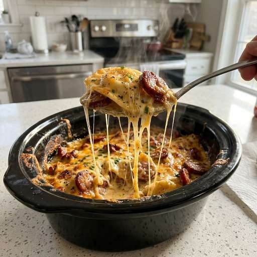 Crockpot Pierogi Casserole with Kielbasa Sausage