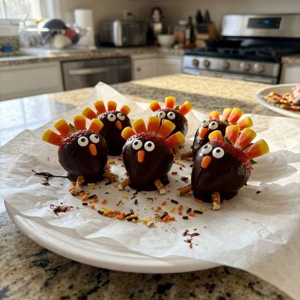 Cute Chocolate Covered Strawberry Turkeys