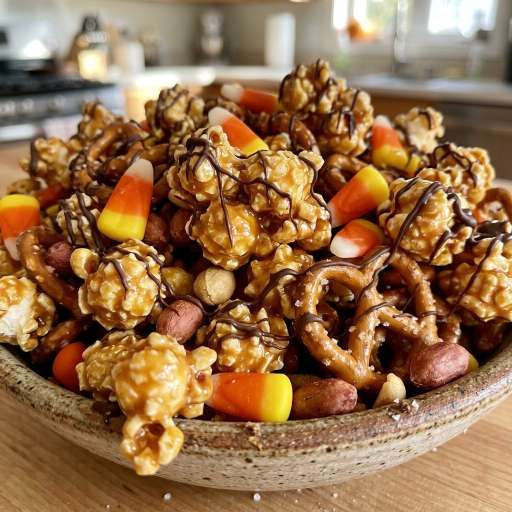 Scarecrow Crunch Snack Mix Recipe Halloween Caramel Corn