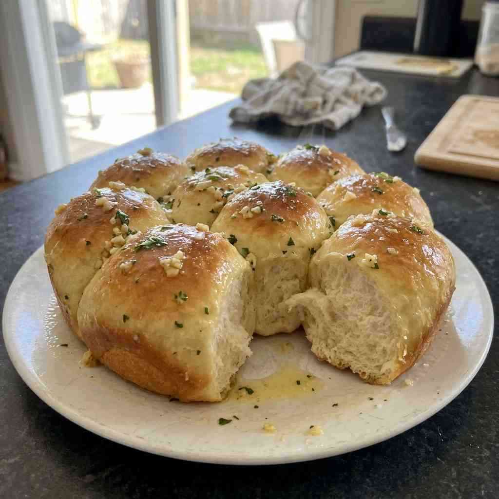 Soft & Fluffy Garlic Butter Dinner Rolls