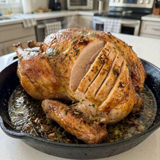 The Best Juicy Roast Turkey Recipe with Garlic Herb Butter
