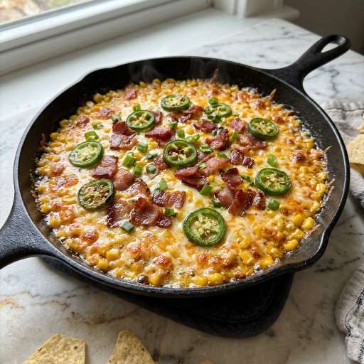 Warm Baked Crack Corn Dip with Bacon & Jalapenos